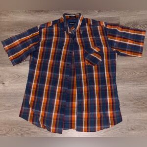 Damo Casual Plaid Shirt - Navy and Orange
